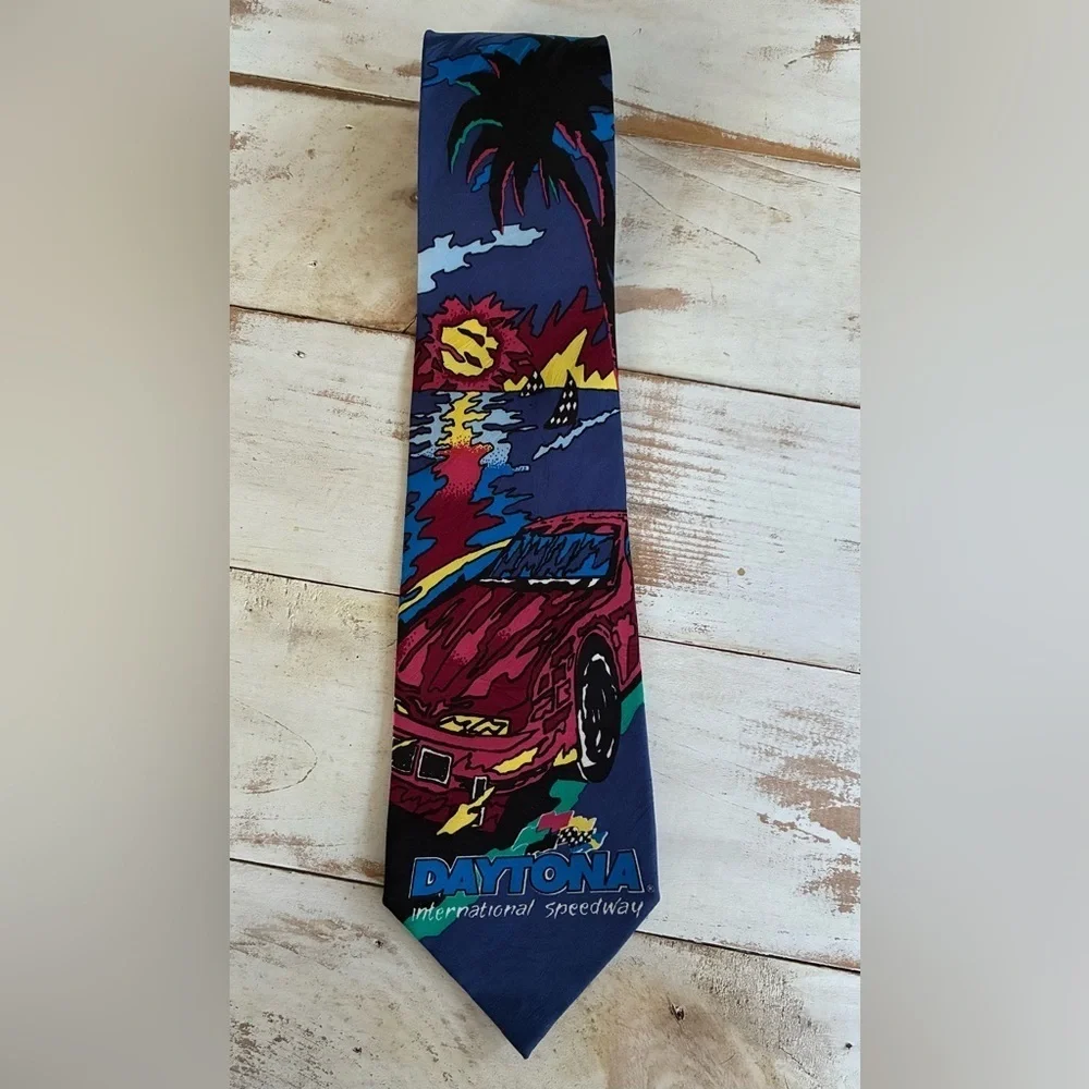 WIN LOSE or TIE Daytona International Speedway NASCAR Florida retro 80s neck tie